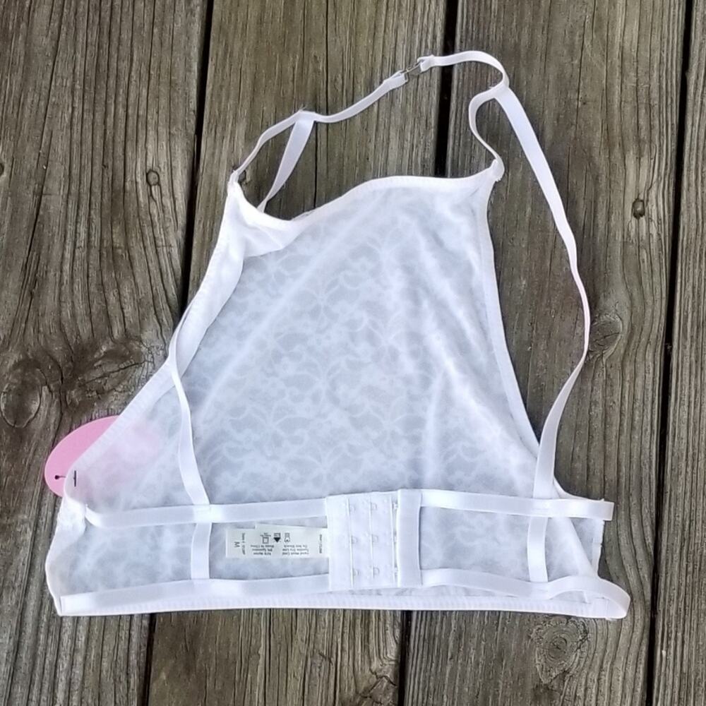 Anemone high neck lace bralette in white small - Picture 4 of 8